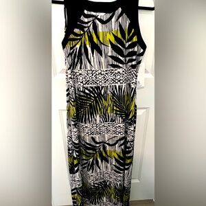 Jules & Leopold Women’s Full Length Dress  XL Black & White with Yellow Accents